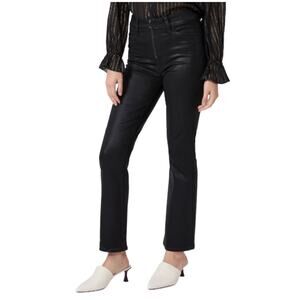 Paige‎ Claudine Ankle Kick Flare Jeans Women 28 Black Fog Lux Coated High Rise